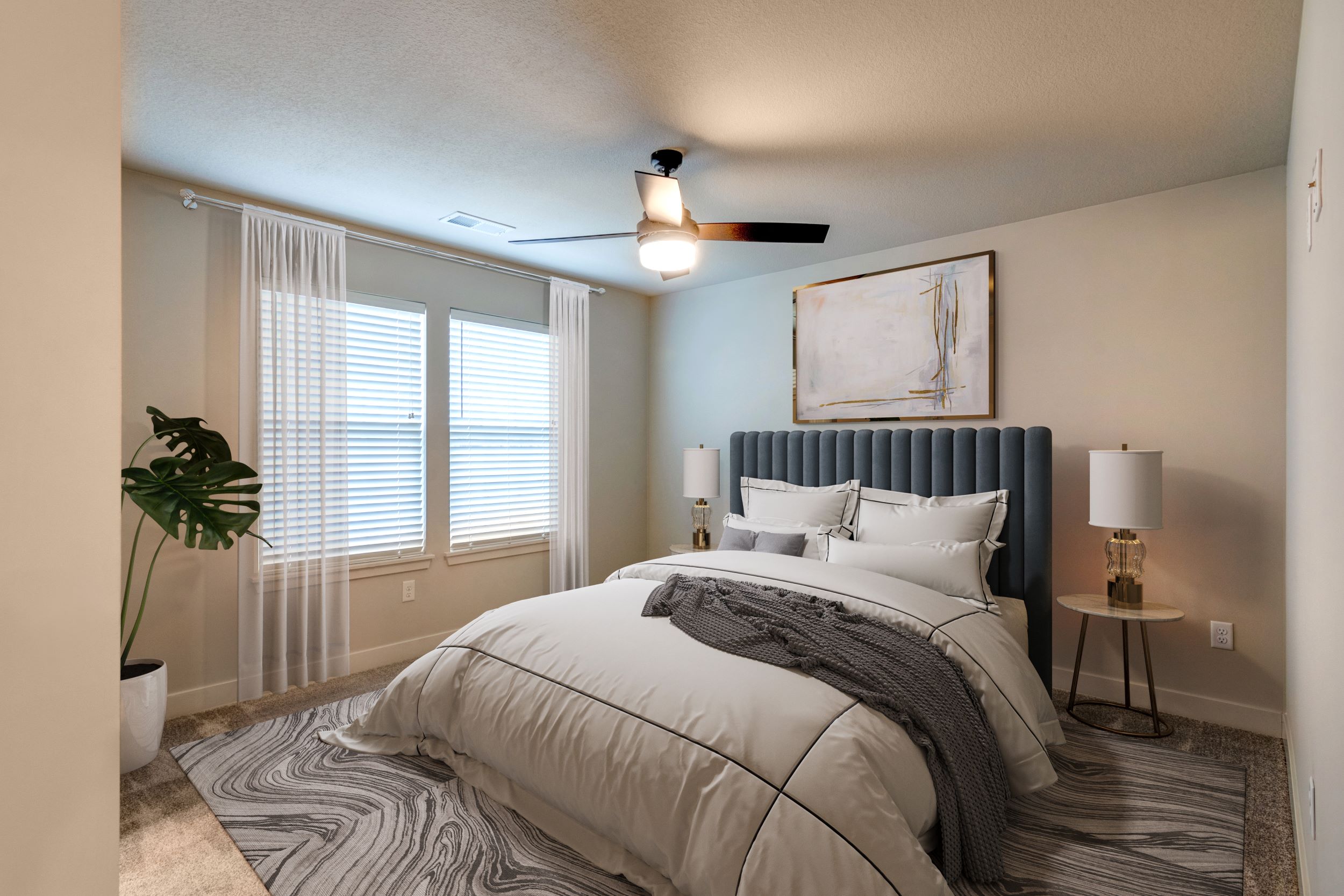 Ceiling Fans & Wood Faux Blindes included