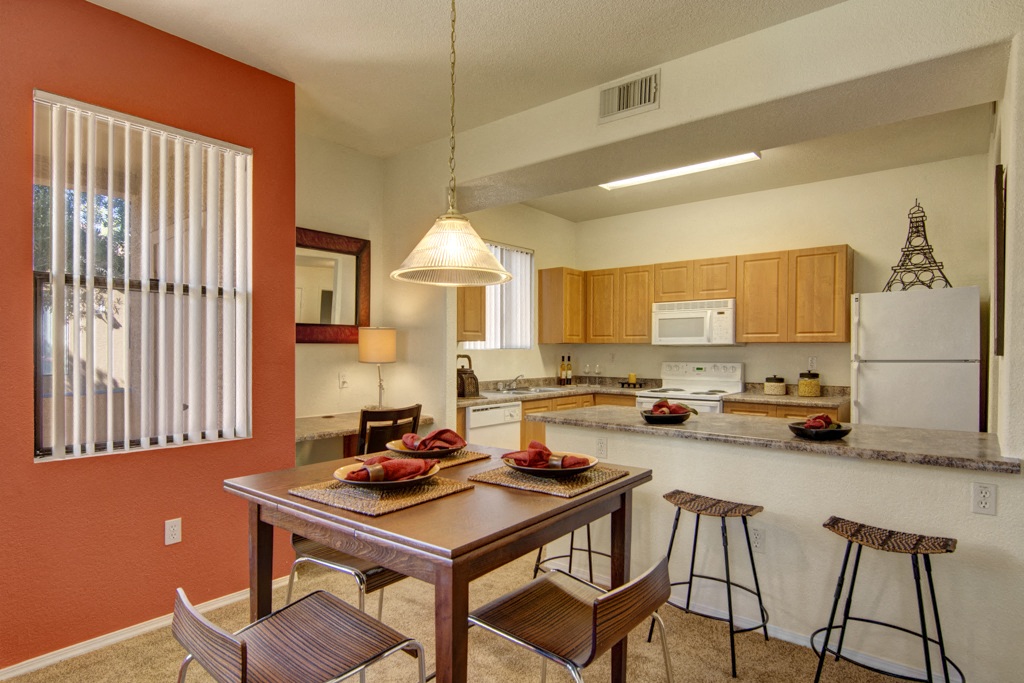 Arezzo Apartments- furnished living room and kitchen