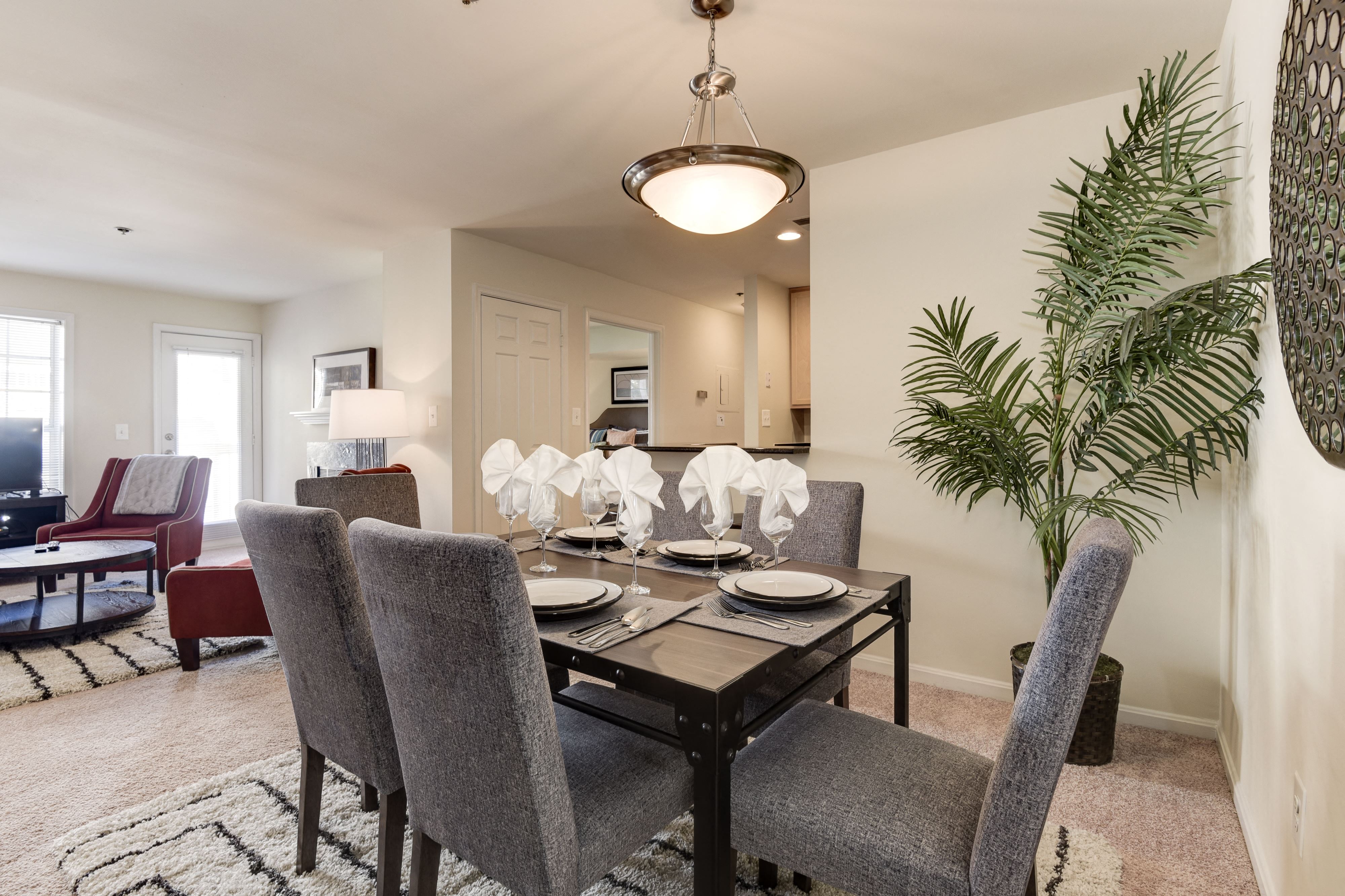 Dining area included in open living spaces