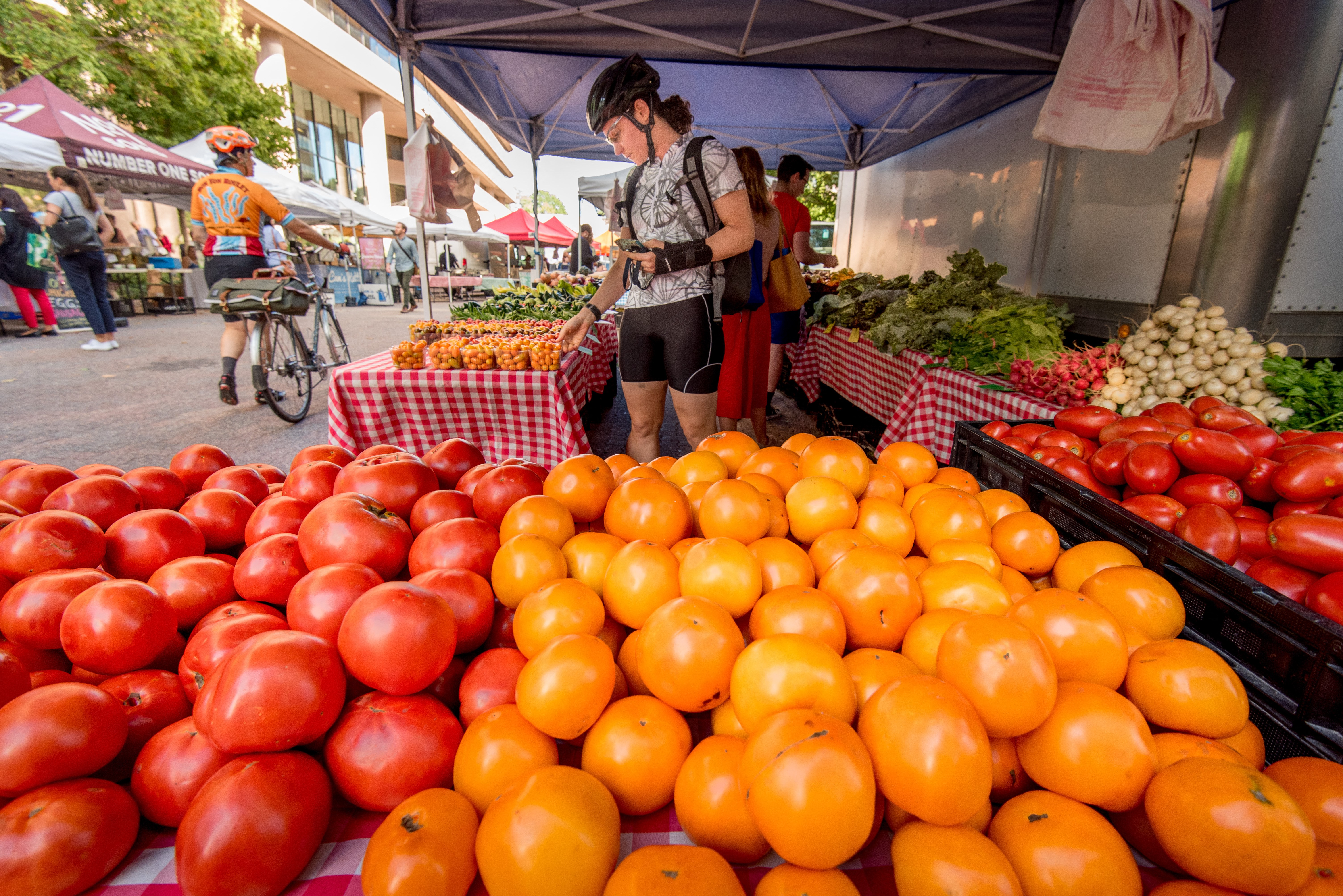 Farmers market with local vendors and fresh produce