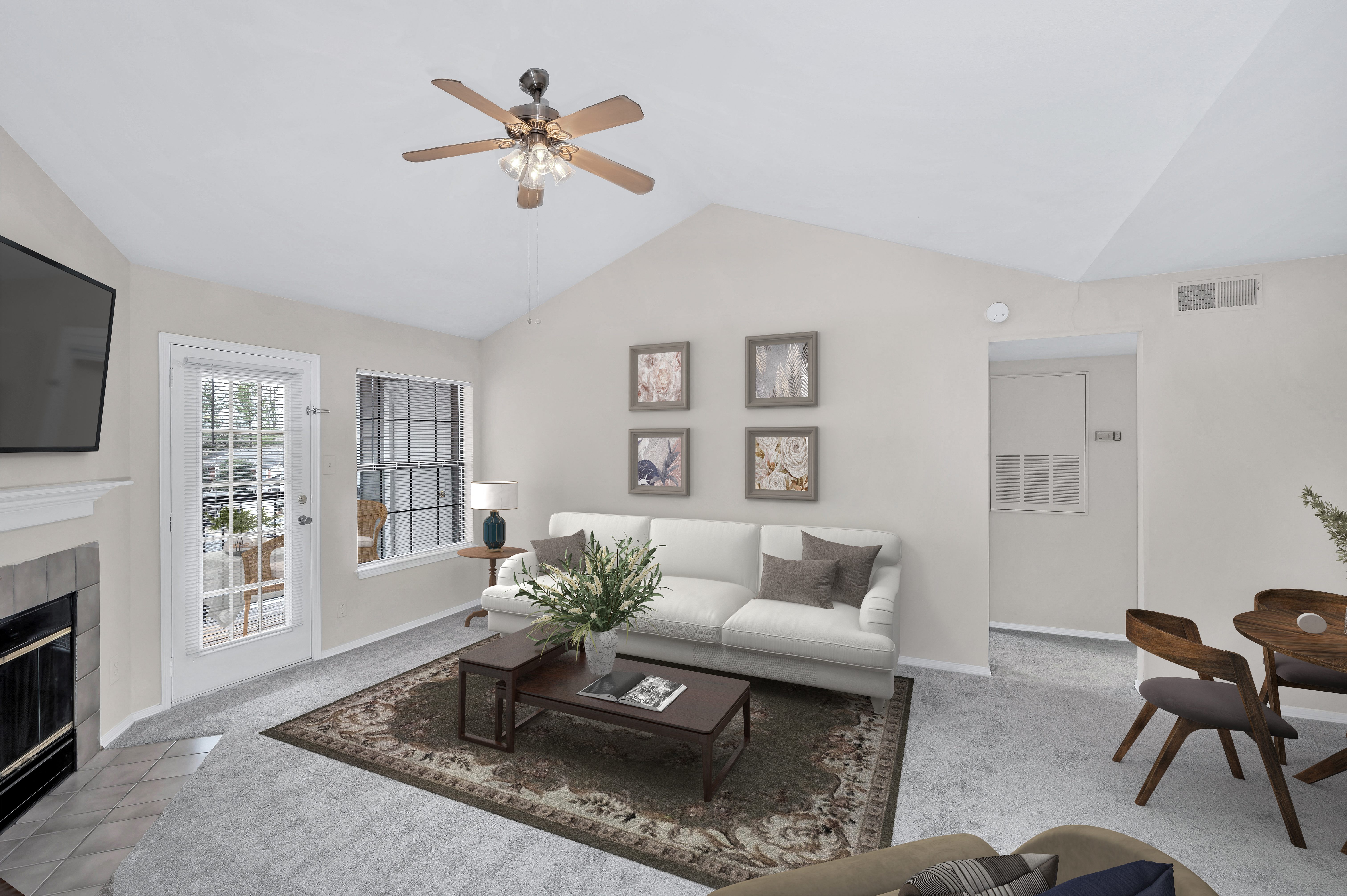 Spacious living areas with plush carpet Spacious living areas with plush carpet
