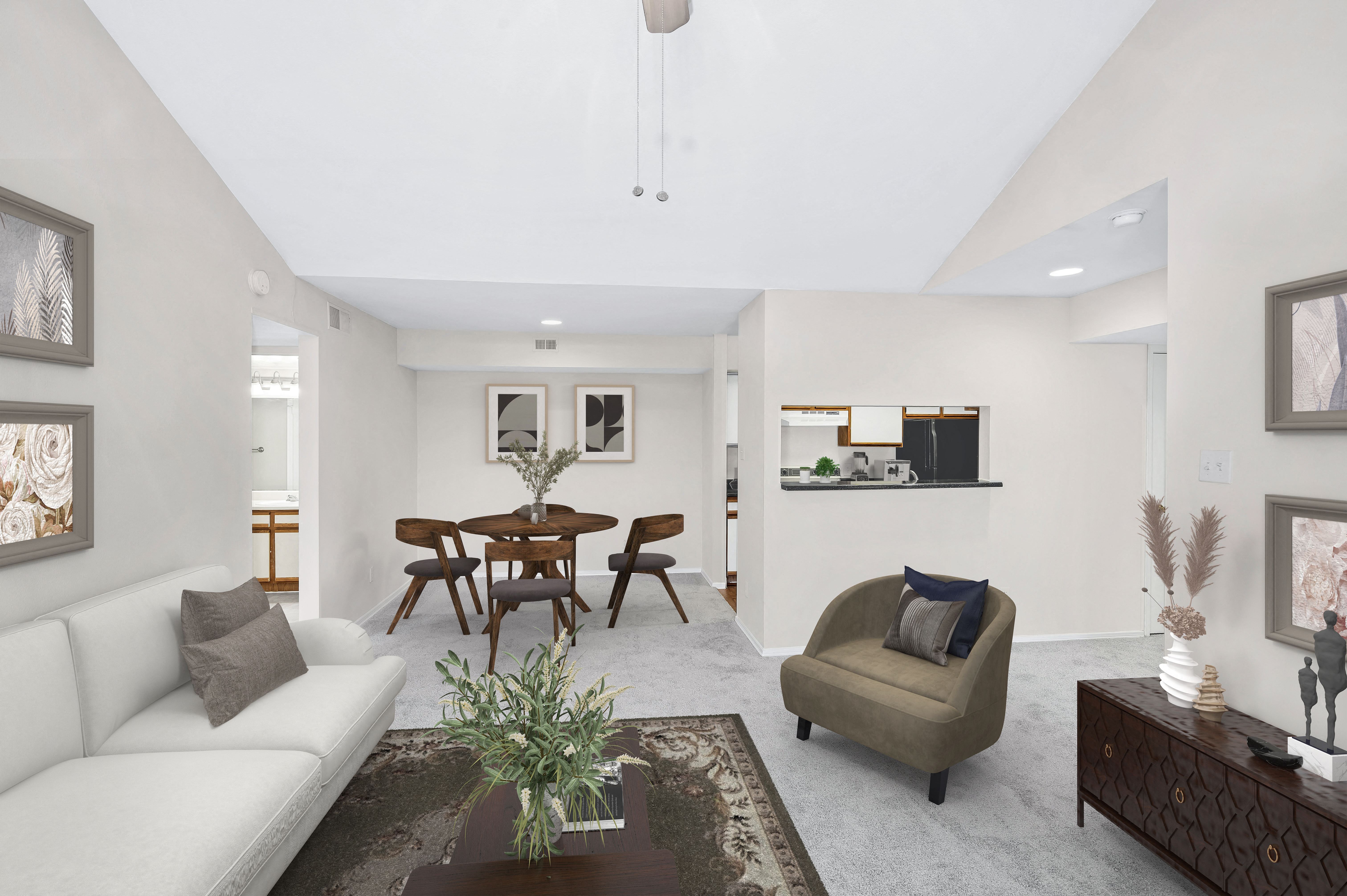 Dining area included in open living spaces Dining area included in open living spaces