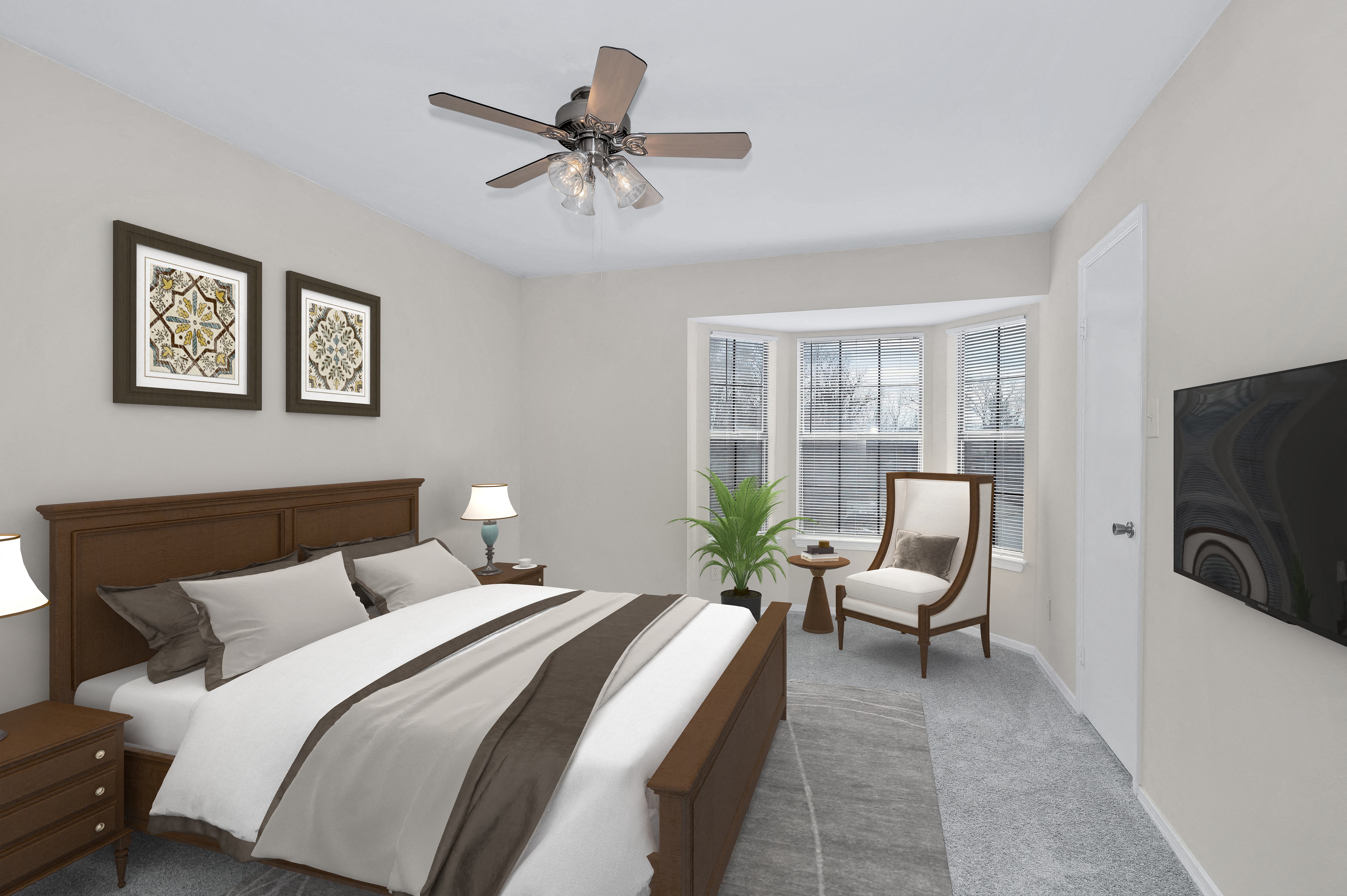 Spacious bedrooms with large windows for natural light