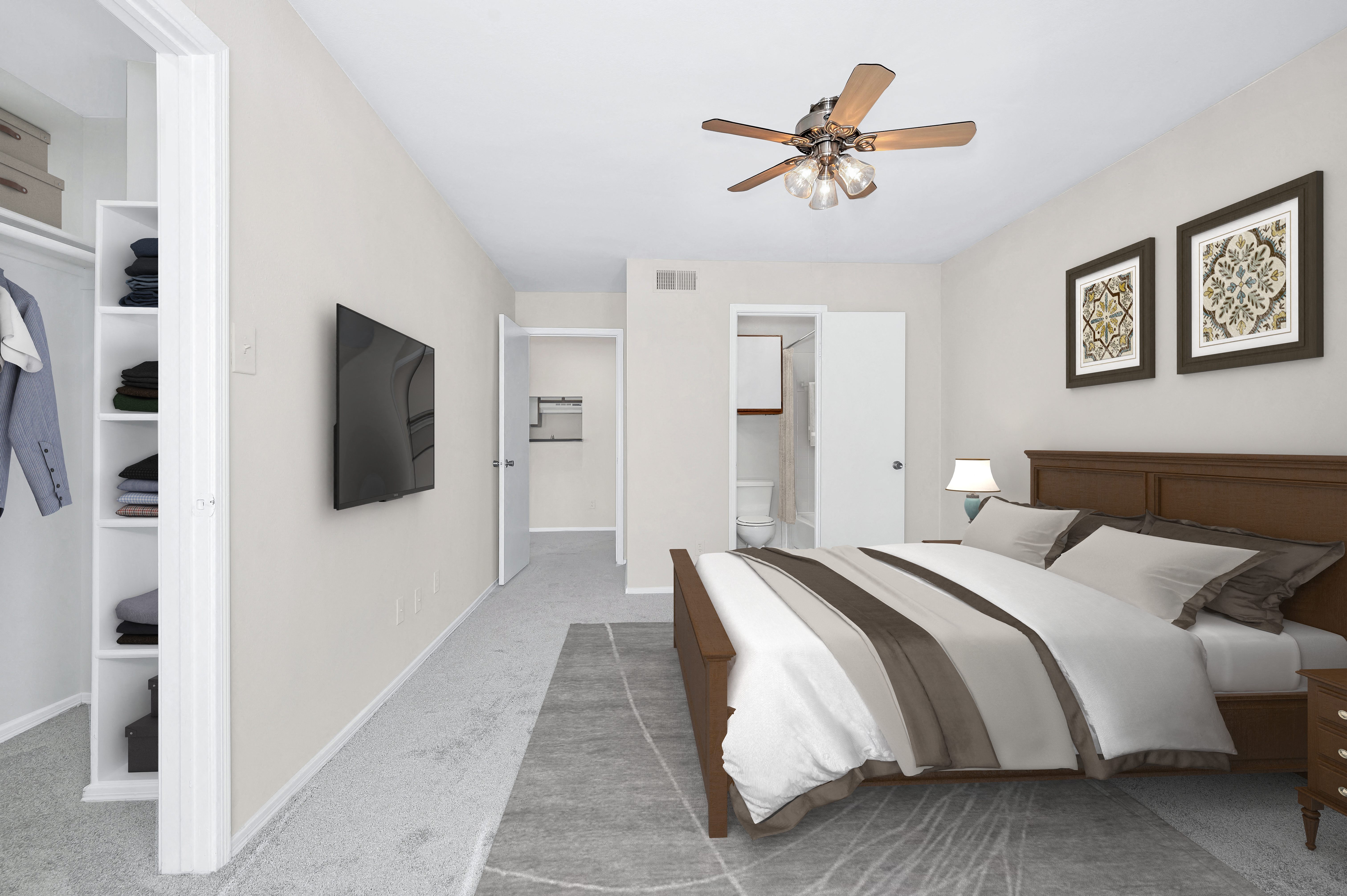 Large bedrooms with walk-in closet