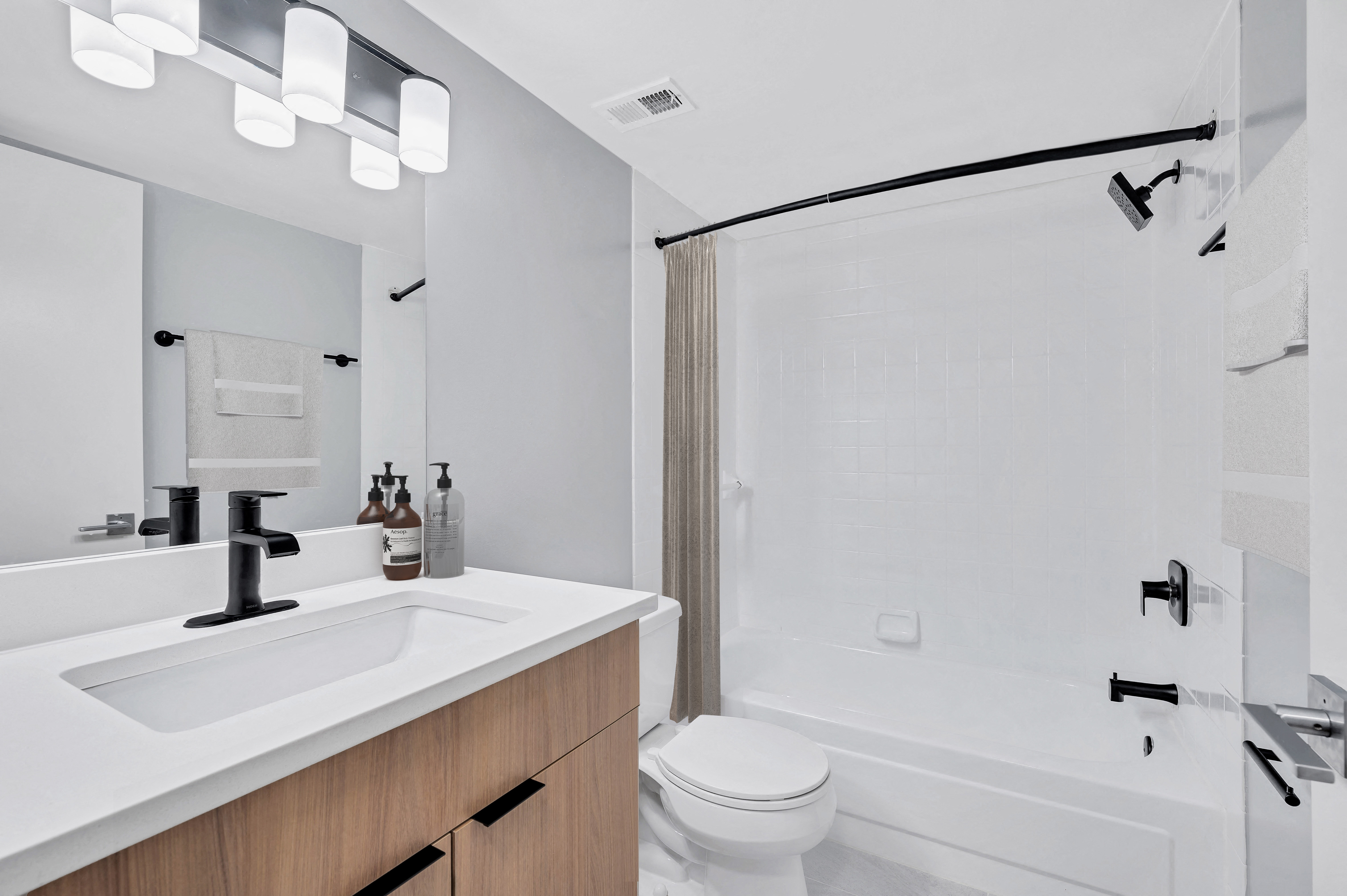 Separate vanity and bathroom Separate vanity and bathroom