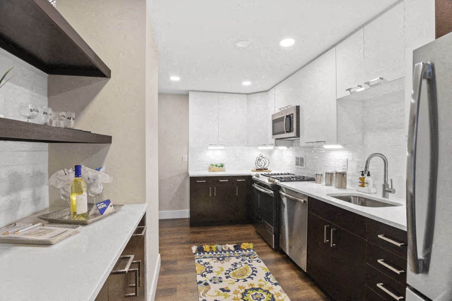 Glossy White and Espresso Cabinets Glossy White and Espresso Cabinets
