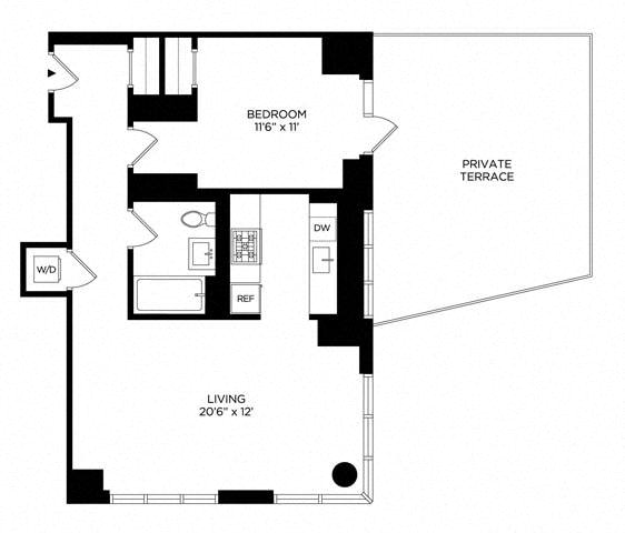 1 Bedroom 1CG w/ Terrace West