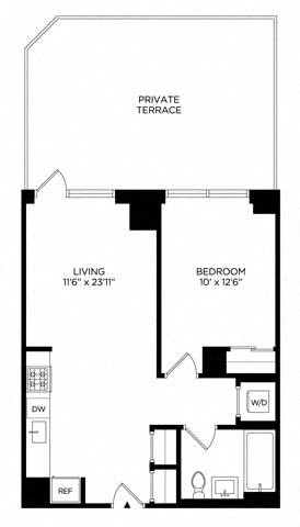 1 Bedroom 1Y w/ Terrace West
