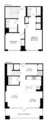 2 Bedroom 2AY Townhome West