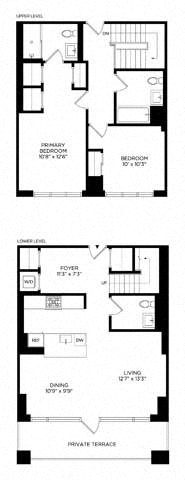 2 Bedroom 2AZ Townhome West