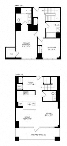 2 Bedroom 2BB Townhome West