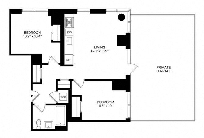 2 Bedroom 2D w/ Terrace North