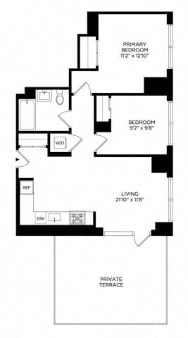 2 Bedroom 2H Penthouse w/ Terrace East