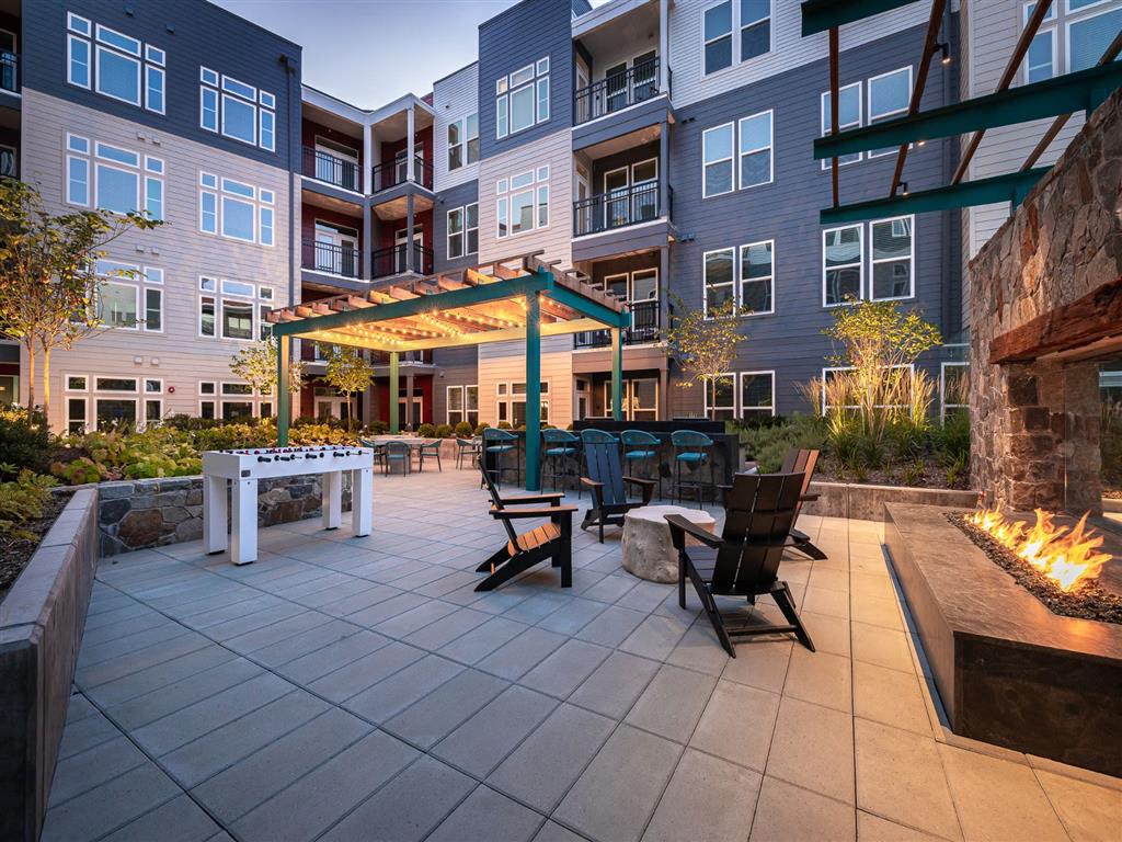 Outdoor courtyard with fire pit Outdoor courtyard with fire pit