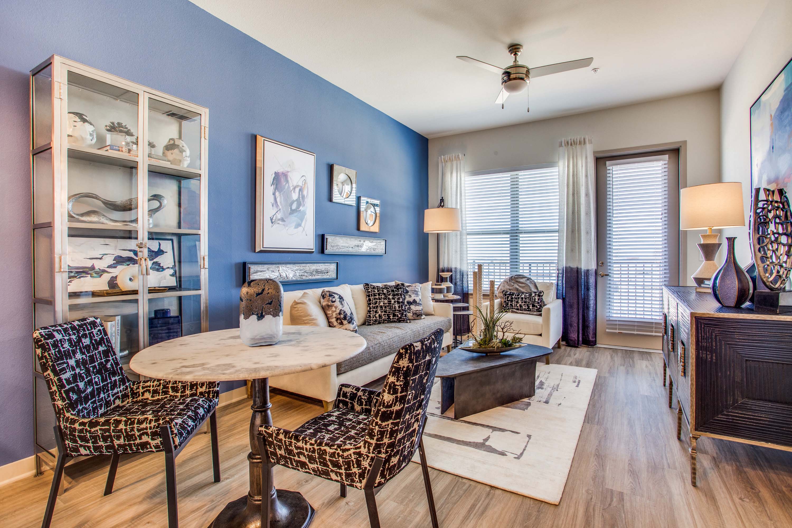 Dining area and living room