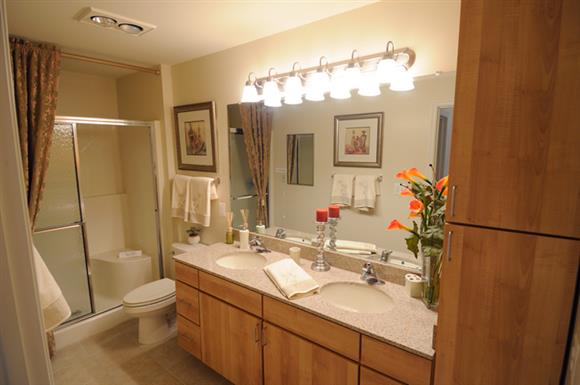 Granite Bathroom Counter Tops with Full Vanity-Width Mirrors