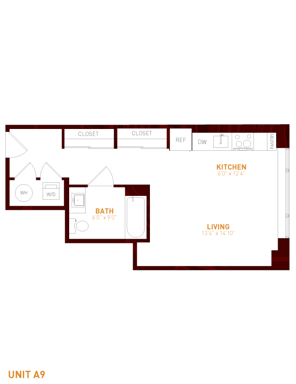View Brookland Press's Foundry 925-A005 Studio Apartment Floor Plan in DC