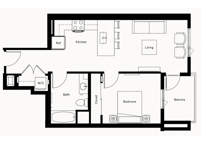 Trademark DTLA 1 Bedroom B Floorplan Trademark DTLA 1 Bedroom B Floorplan
