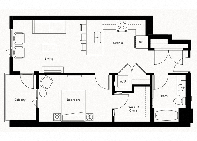 Trademark DTLA 1 Bedroom C Floorplan Trademark DTLA 1 Bedroom C Floorplan