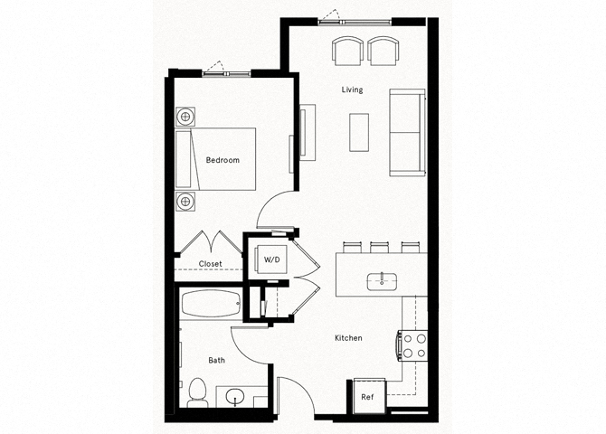 Trademark DTLA 1 Bedroom D Floorplan Trademark DTLA 1 Bedroom D Floorplan