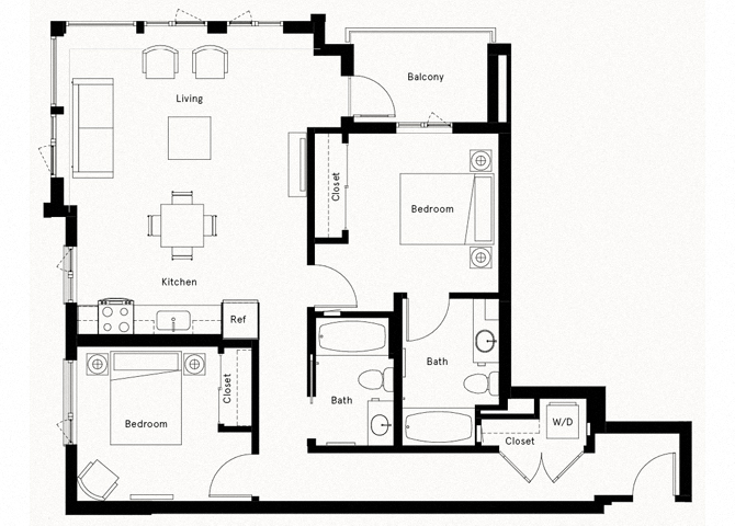 Trademark DTLA 2 Bedroom A Floorplan Trademark DTLA 2 Bedroom A Floorplan