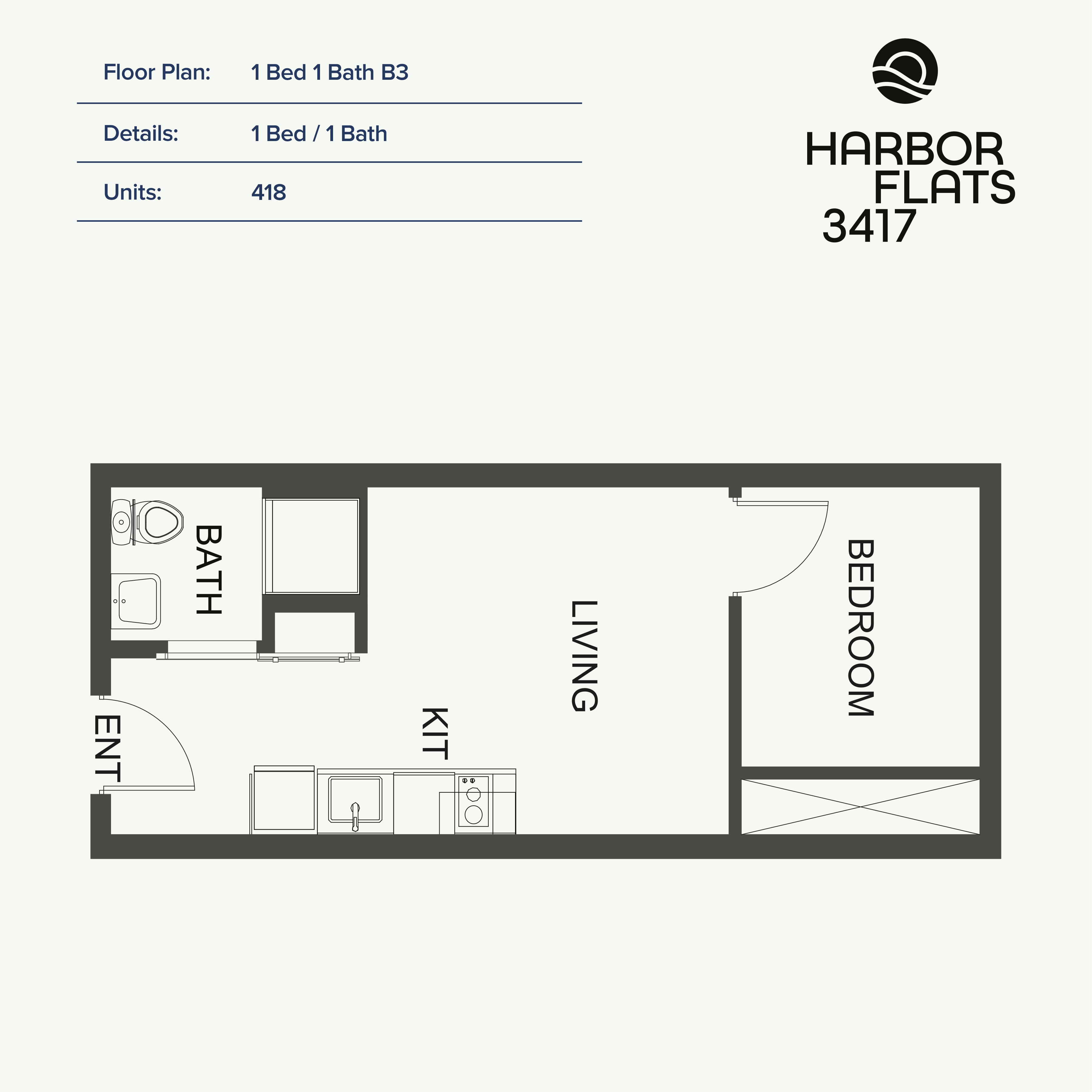 1 Bed 1 Bath 1 Bed 1 Bath B3 at Harbor Flats