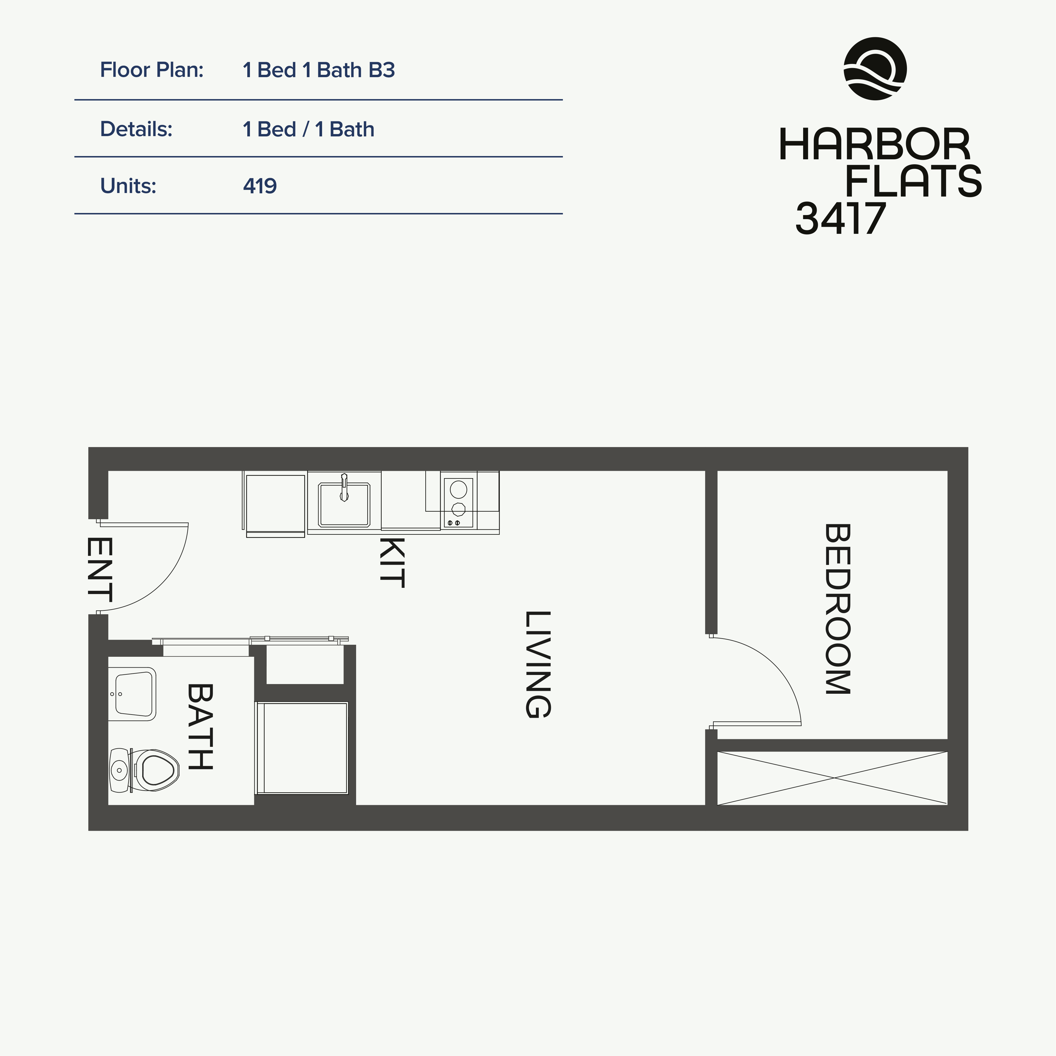 1 Bed 1 Bath 1 Bed 1 Bath B3 at Harbor Flats