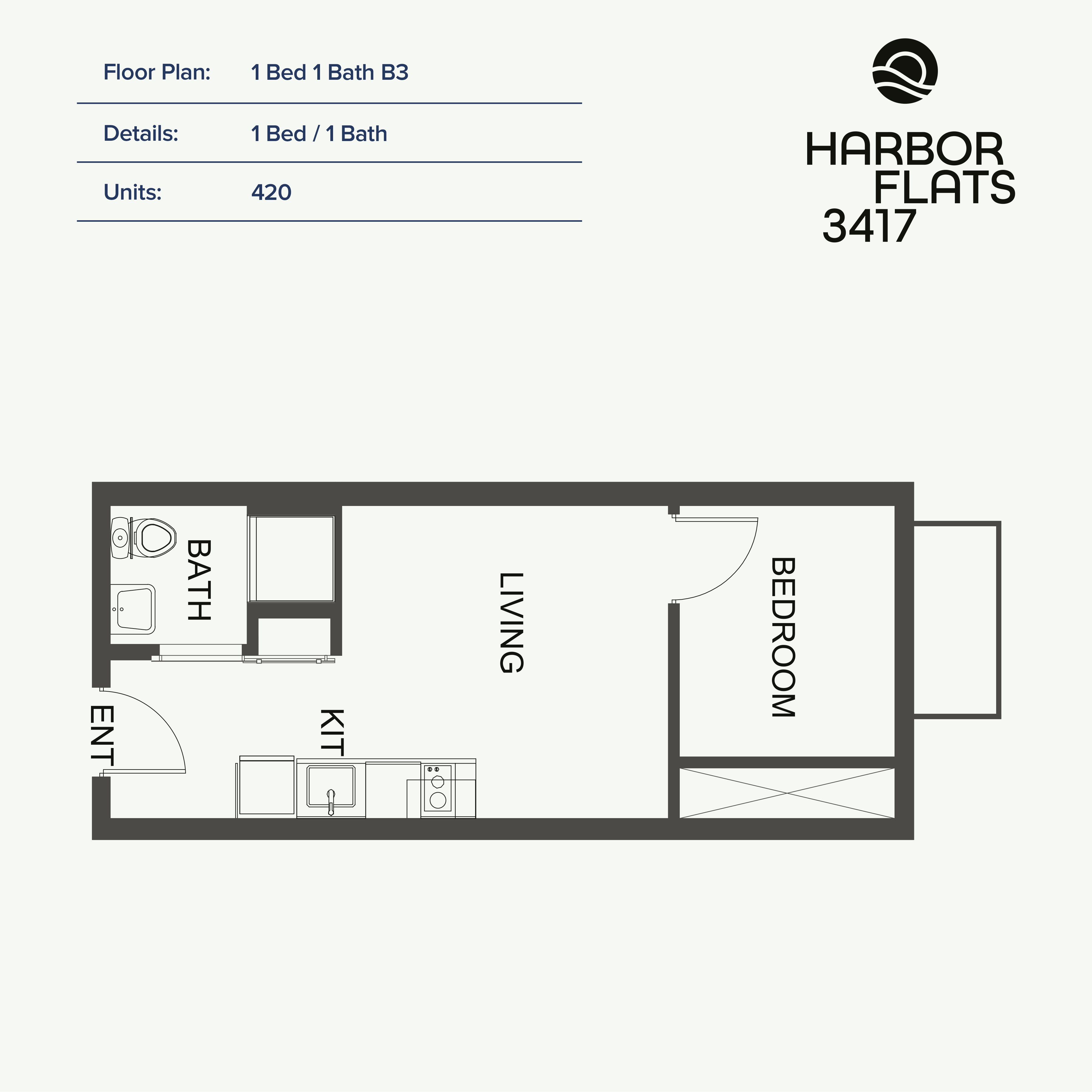 1 Bed 1 Bath 1 Bed 1 Bath B3 at Harbor Flats