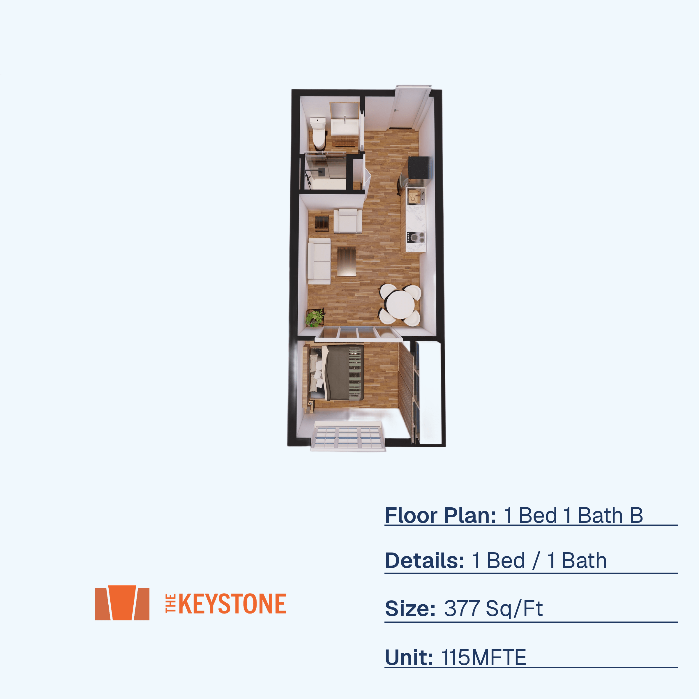 1 Bed 1 Bath B