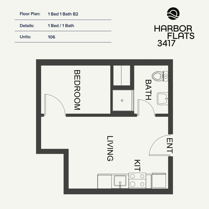 1 Bed 1 Bath B2