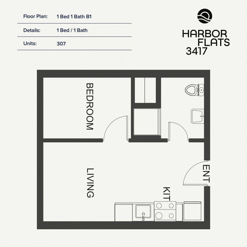 1 Bed 1 Bath 1 Bed 1 Bath B1 at Harbor Flats
