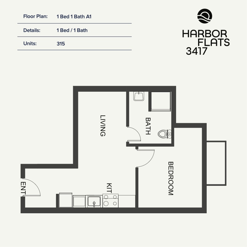 1 Bed 1 Bath A1