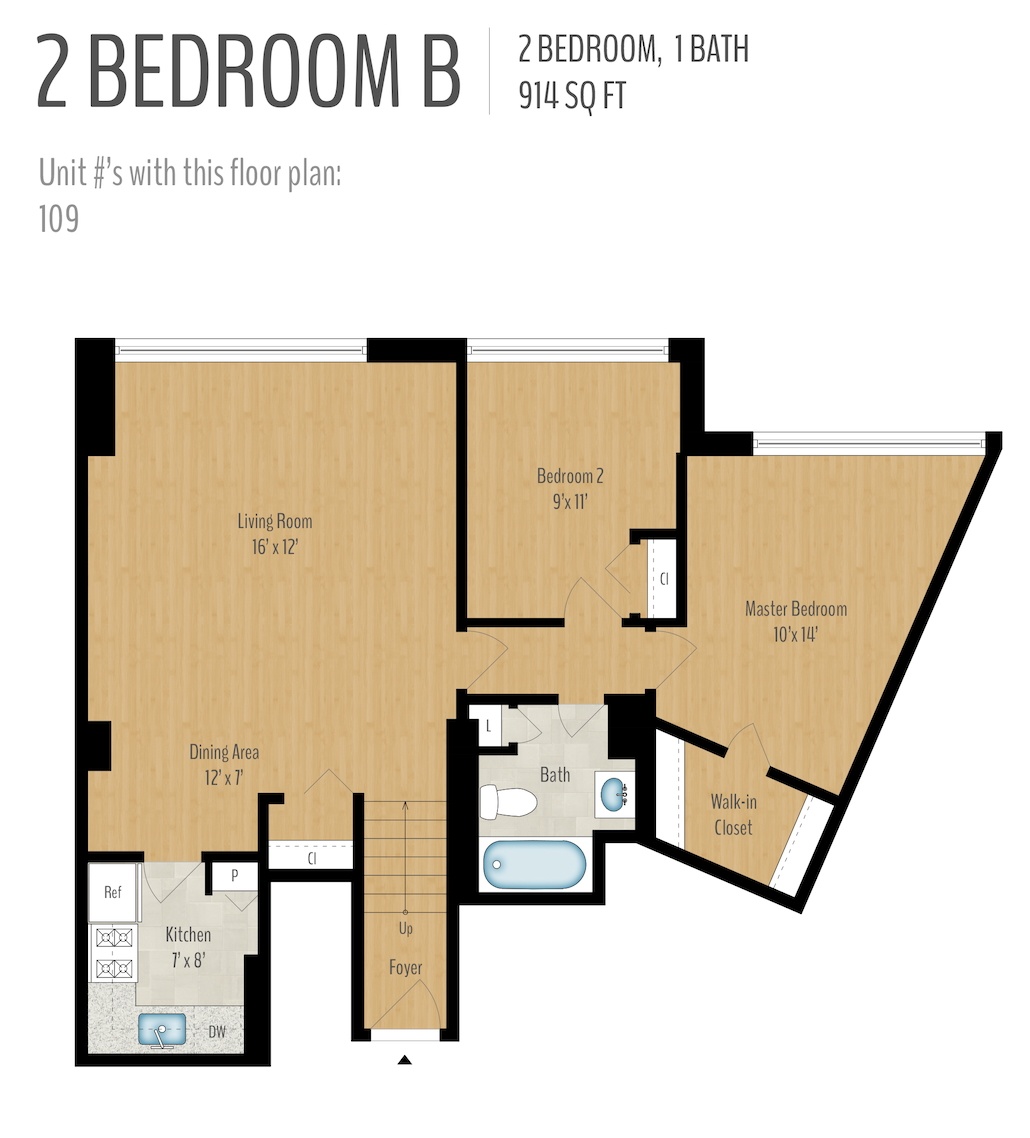 2 Bedroom 1 Bath Image
