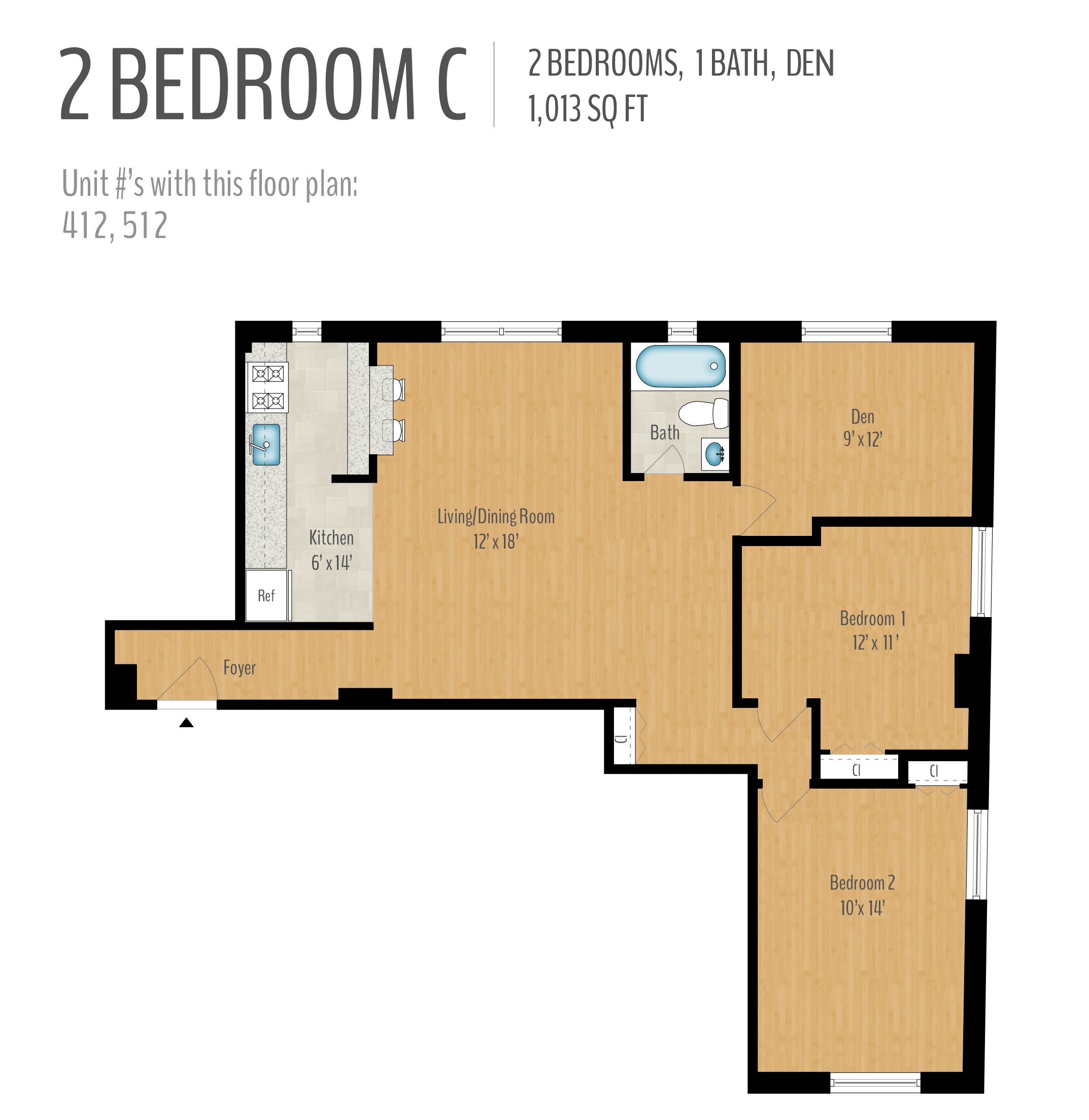 2 Bedroom + Den Image