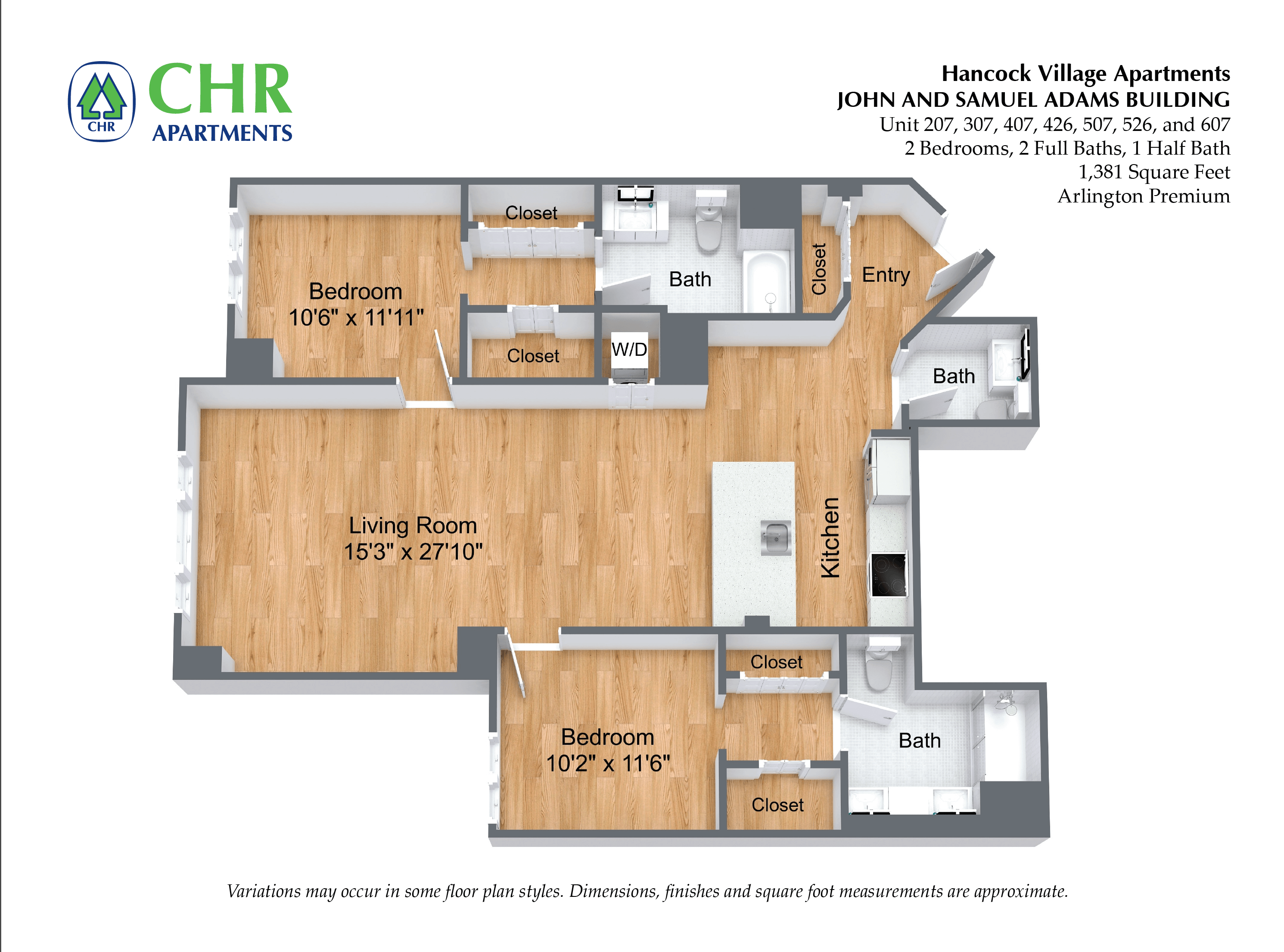 Click to view 2 Bed/2.5 Bath - NEW floor plan gallery