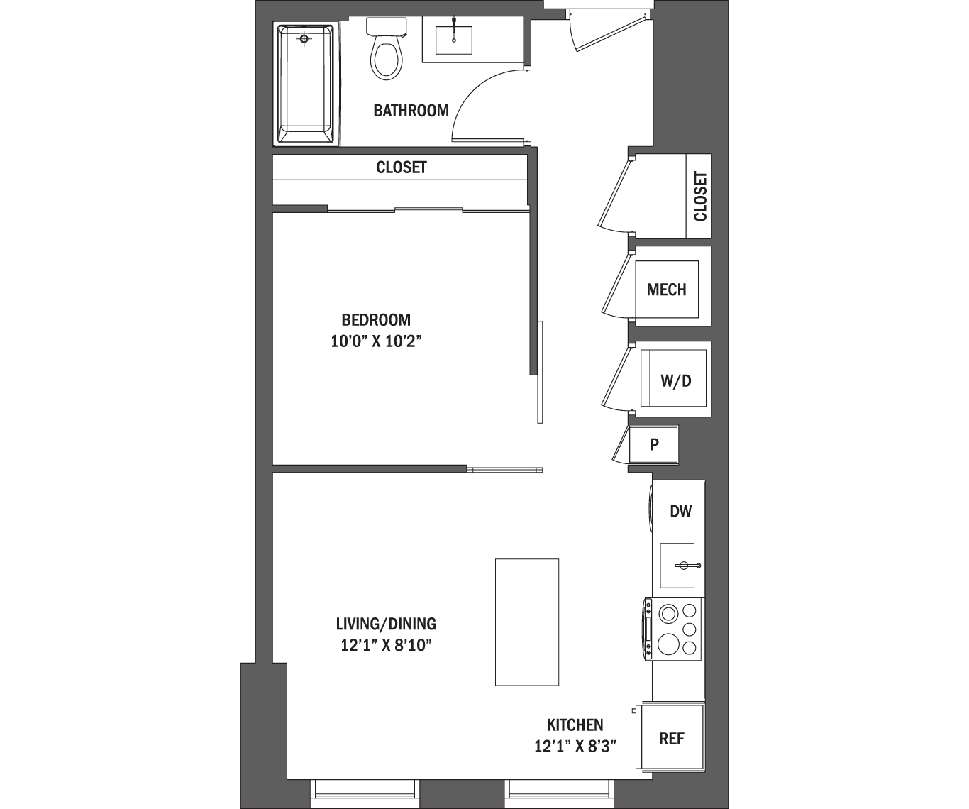 Junior 1 Bed | The Theo I - V Floor Plan