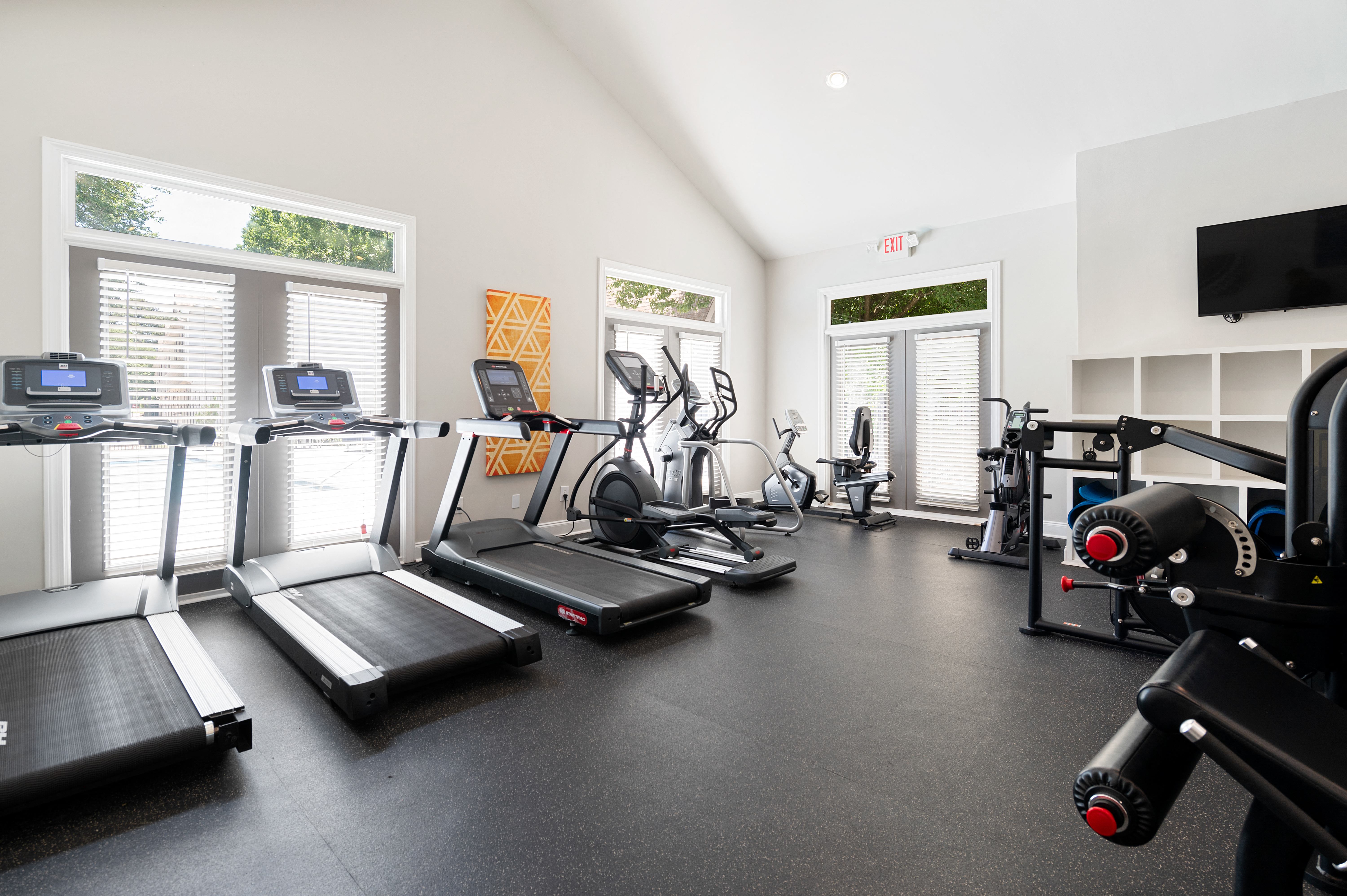 Fitness Center with Strength and Cardio Equipment at Dunwoody Glen in Atlanta, GA.