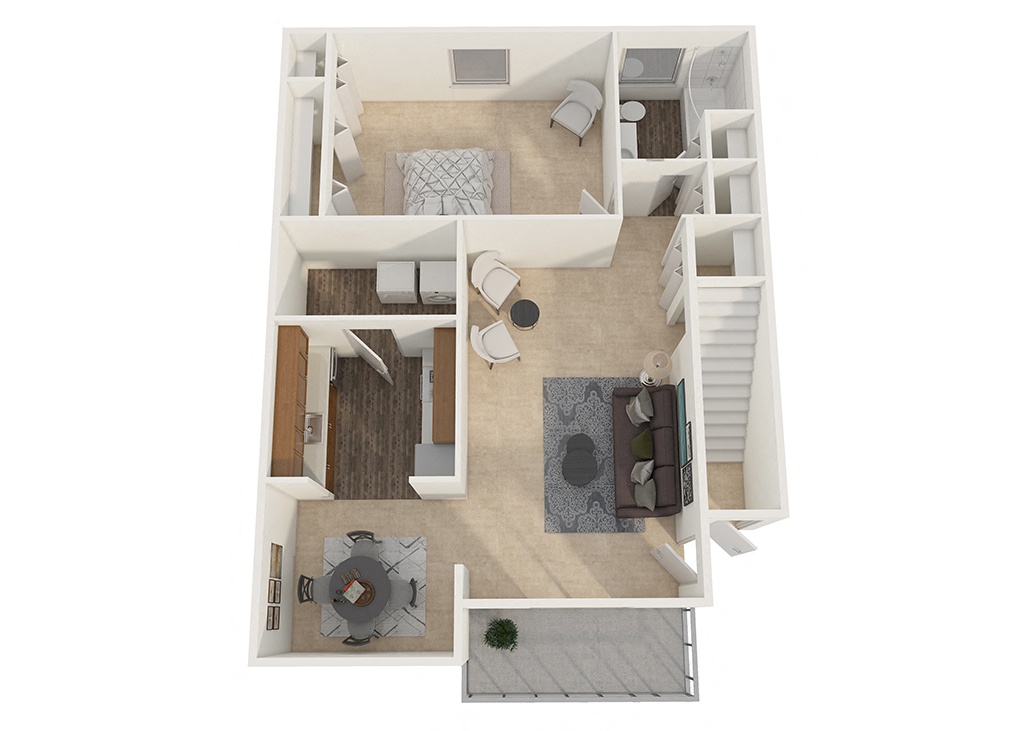 Rolling Hills Apartments - One Bedroom Floor Plan Picture