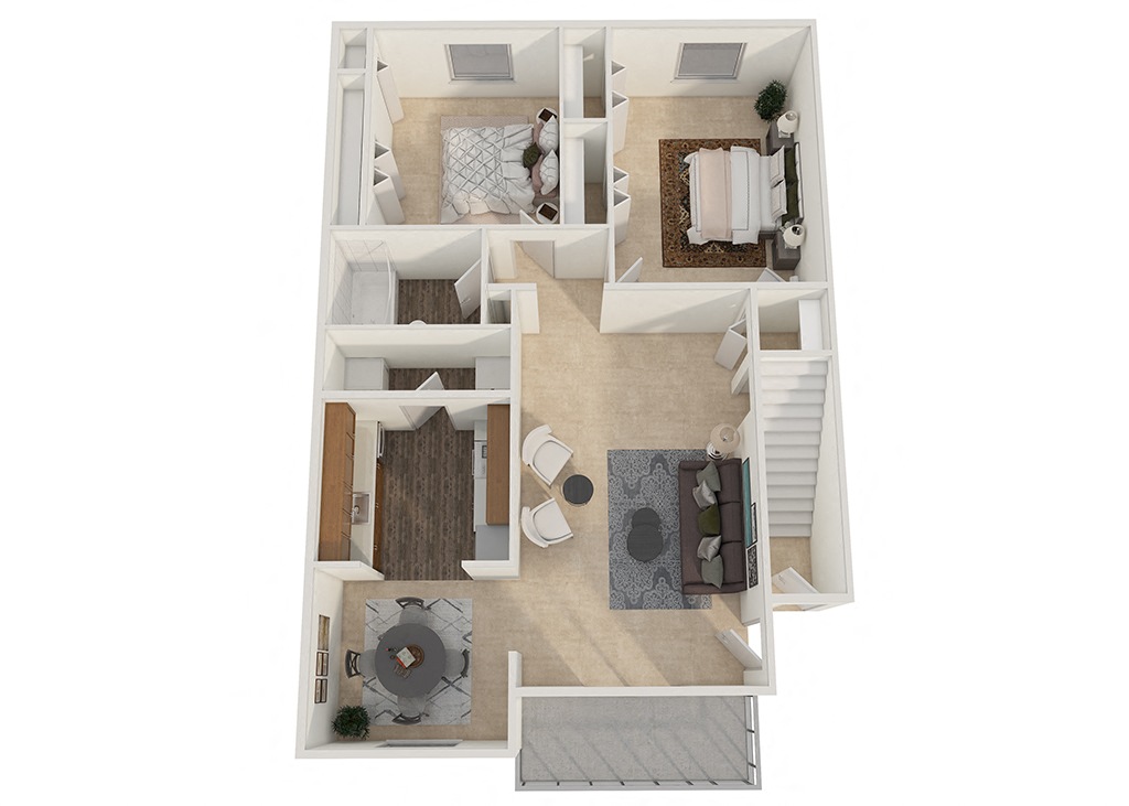 Rolling Hills Apartments - Two Bedroom Floor Plan Picture