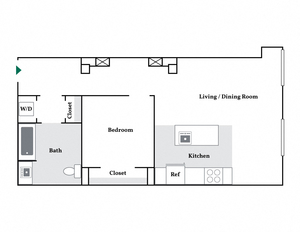The Palmer - One Bedroom Floor Plan Picture