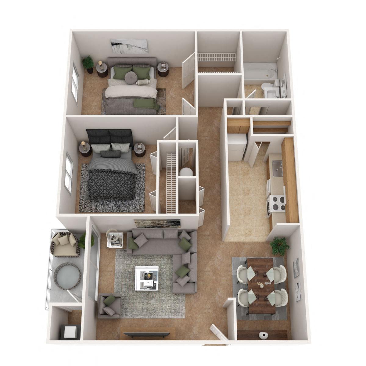 Colonial Crest Apartments - Two Bedroom Traditional Floor Plan Picture