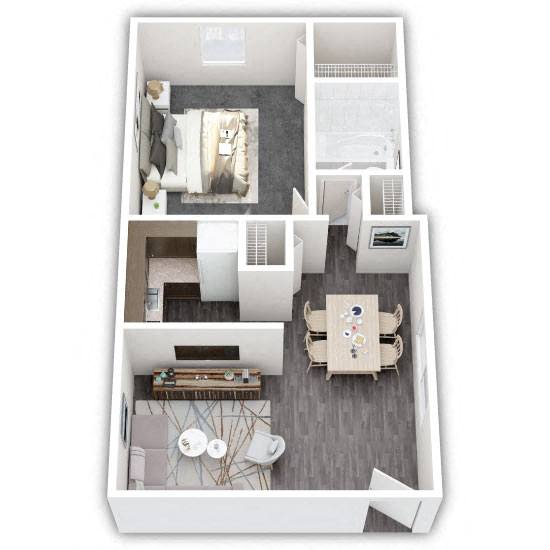 Kutztown Garden Apartments - One Bedrrom Floor Plan Picture