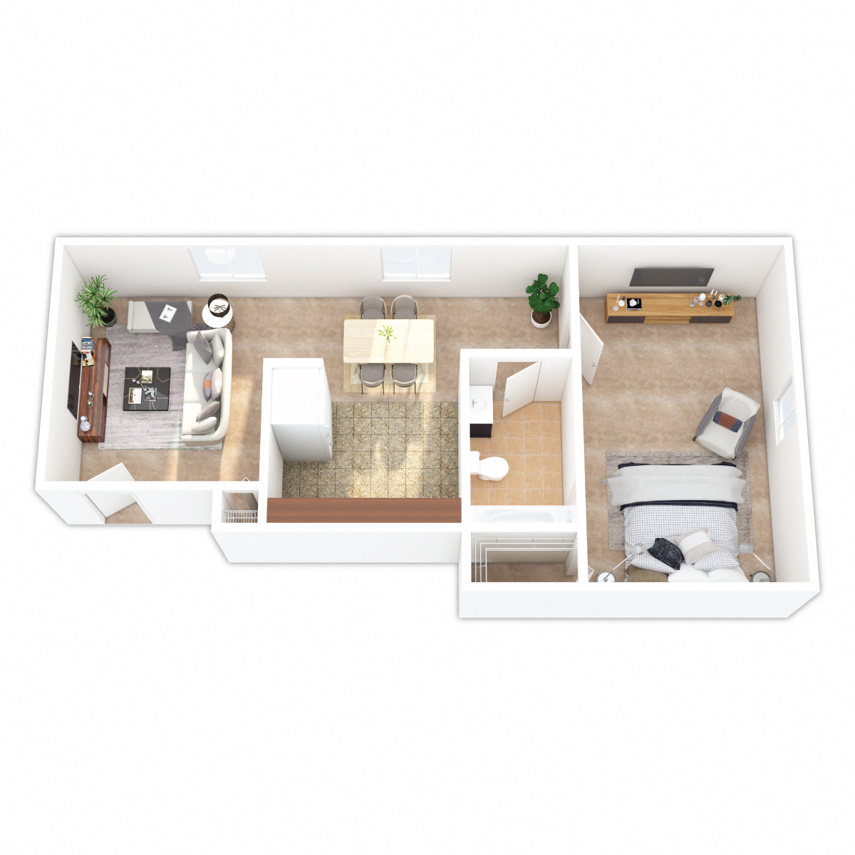 Maple Hill Apartments - One Bedroom Floor Plan Picture