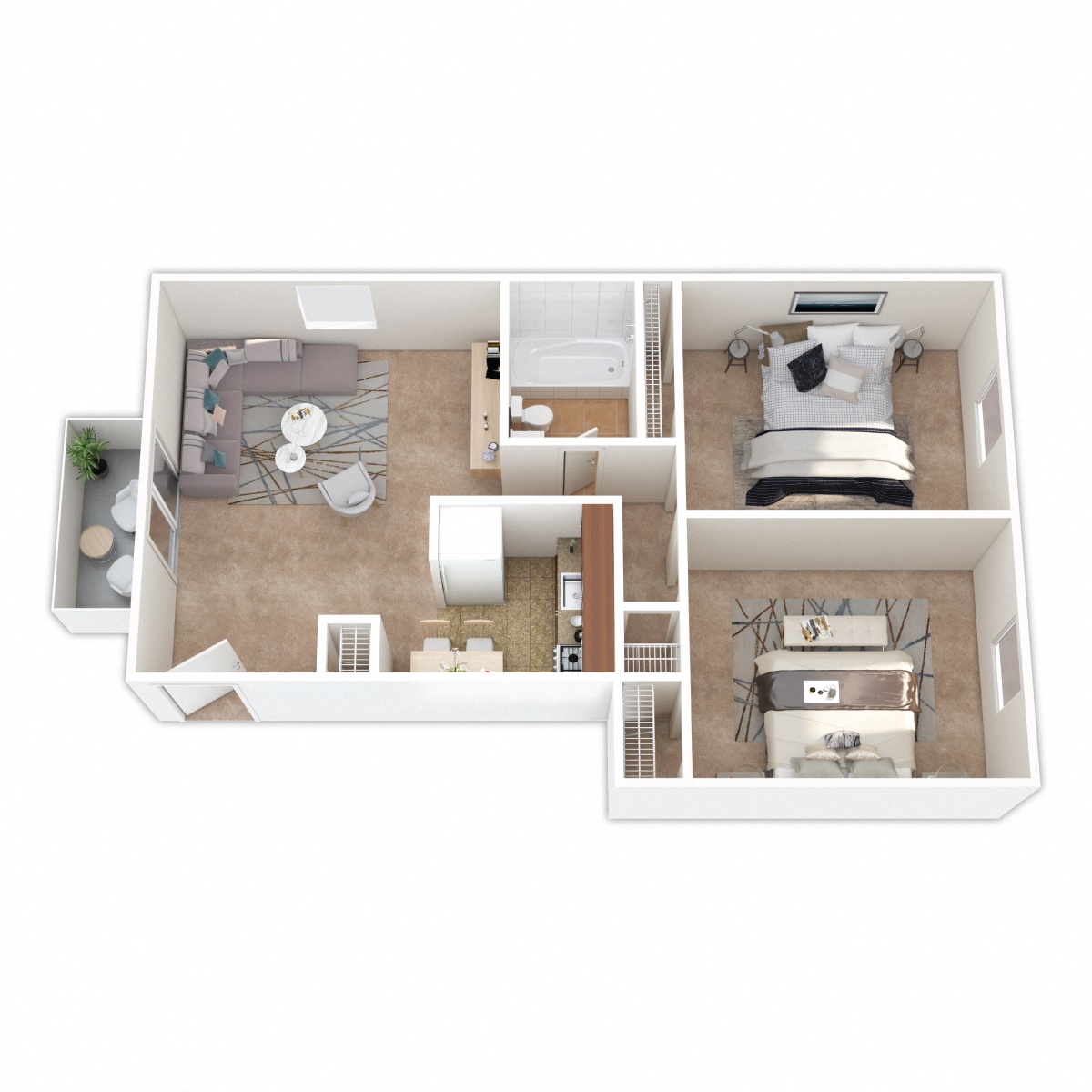 Maple Hill Apartments - Two Bedroom Floor Plan Picture