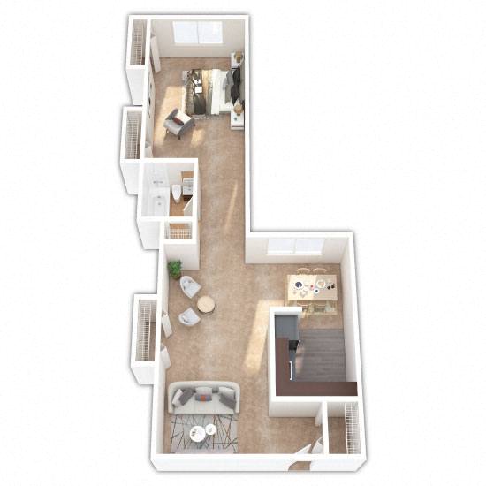 Mattison House Apartments - One Bedroom Floor Plan Picture