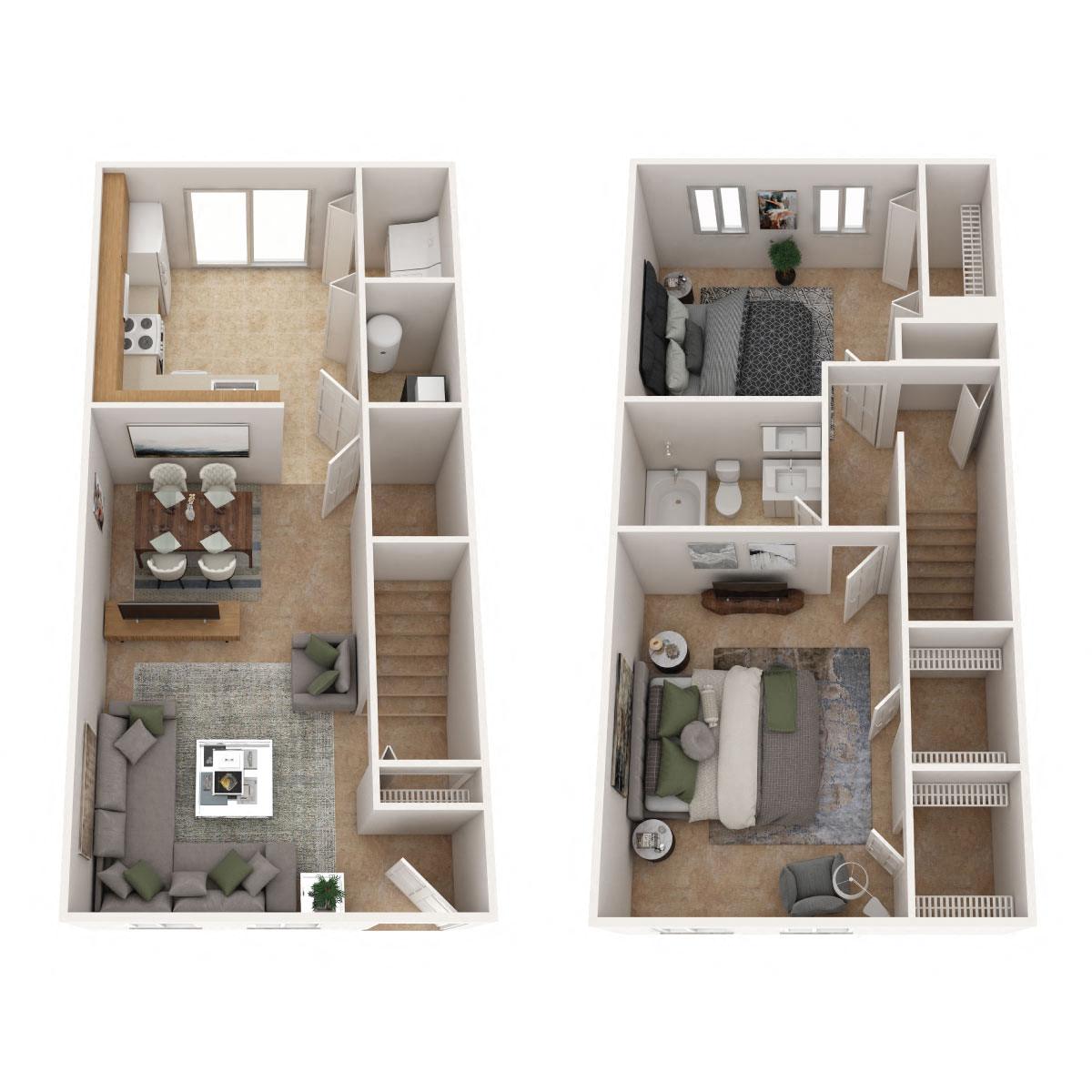 Spring Garden Townhouses - Two Bedroom Floor Plan Picture
