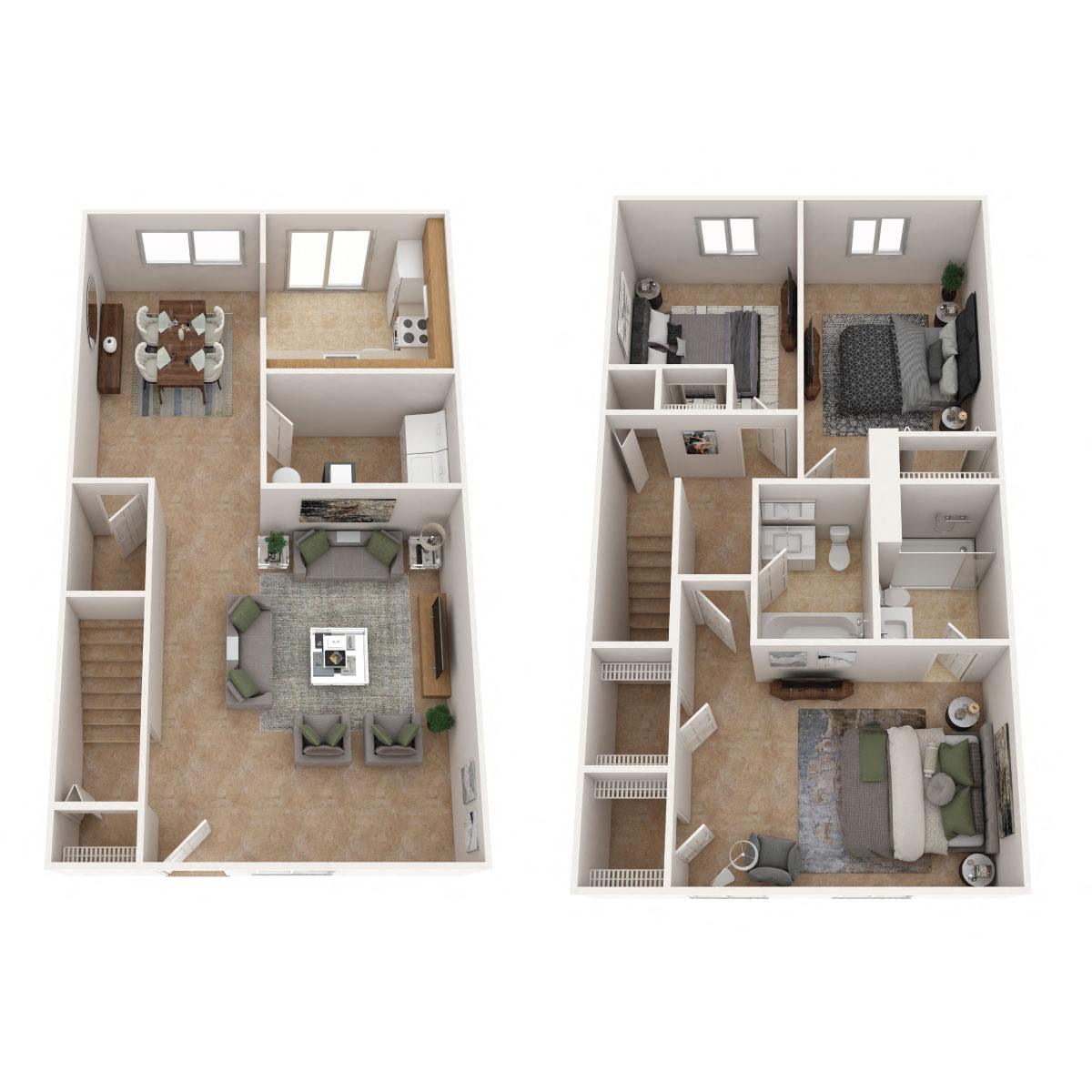 Spring Garden Townhouses - Three Bedroom Floor Plan Picture