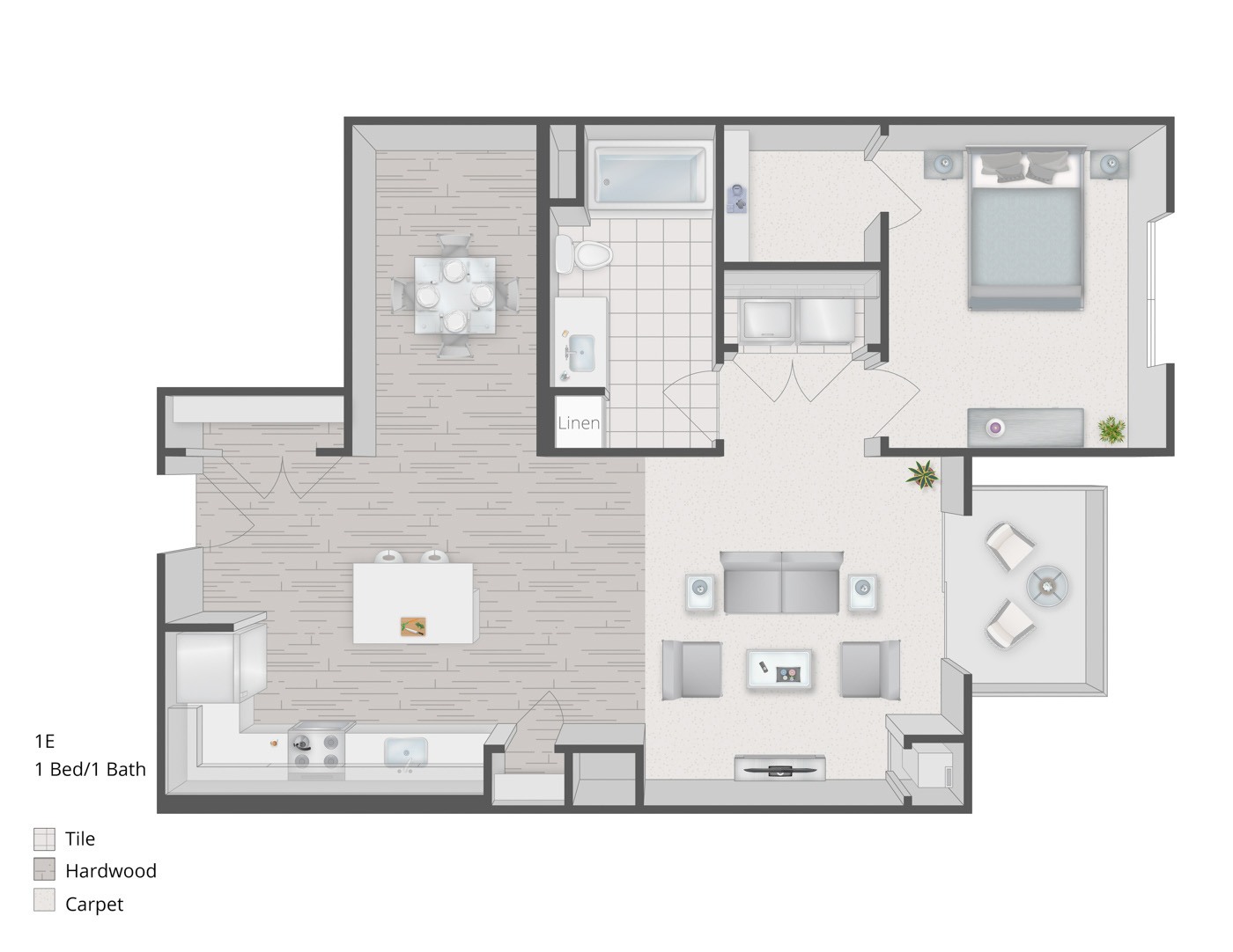 Floorplan for Apartment #10303, 1 bedroom unit at Halstead Plymouth
