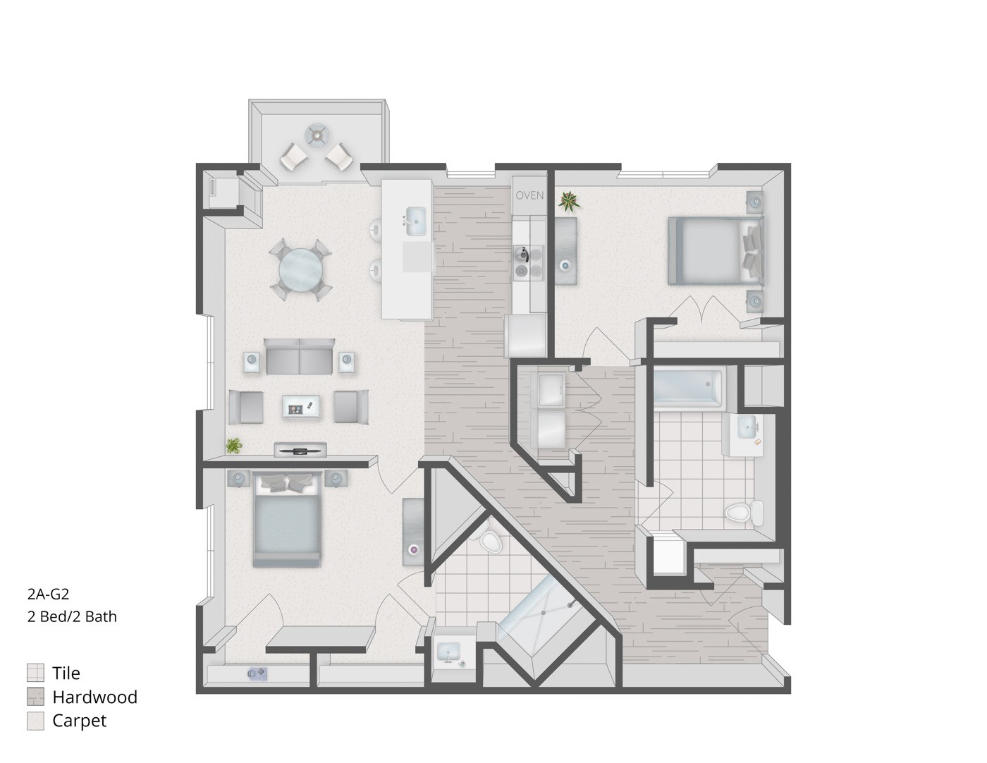 Floorplan for Apartment #10202, 2 bedroom unit at Halstead Plymouth