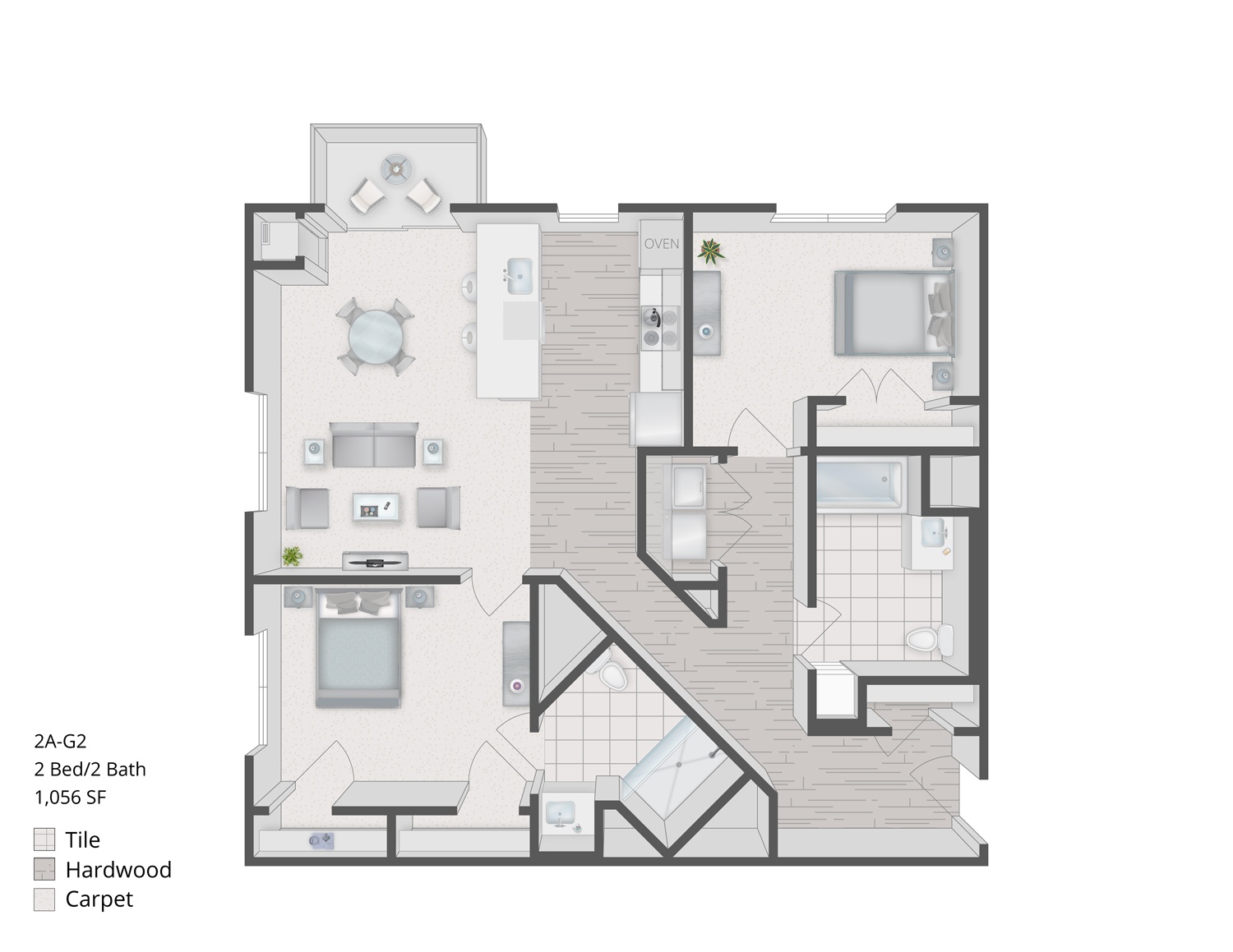 Floorplan for Apartment #3101, 2 bedroom unit at Halstead Plymouth